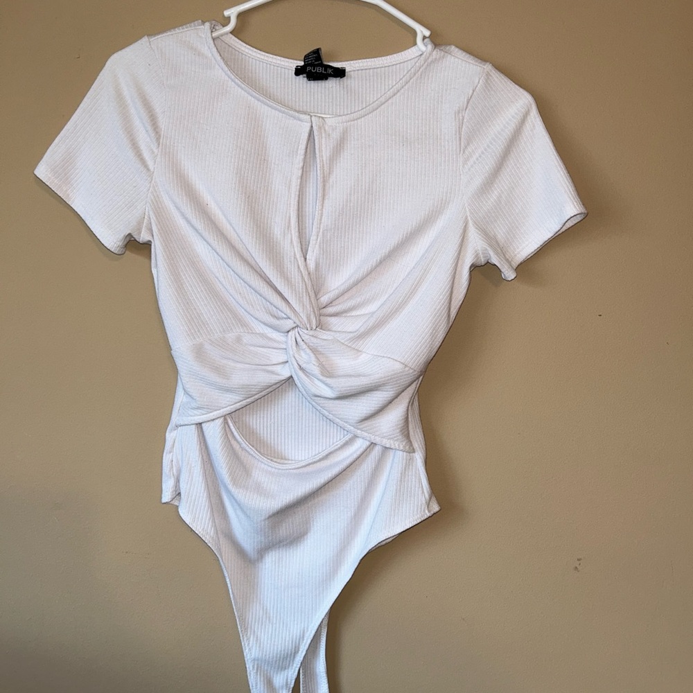 White short sleeve body suit. Going out shirts.
